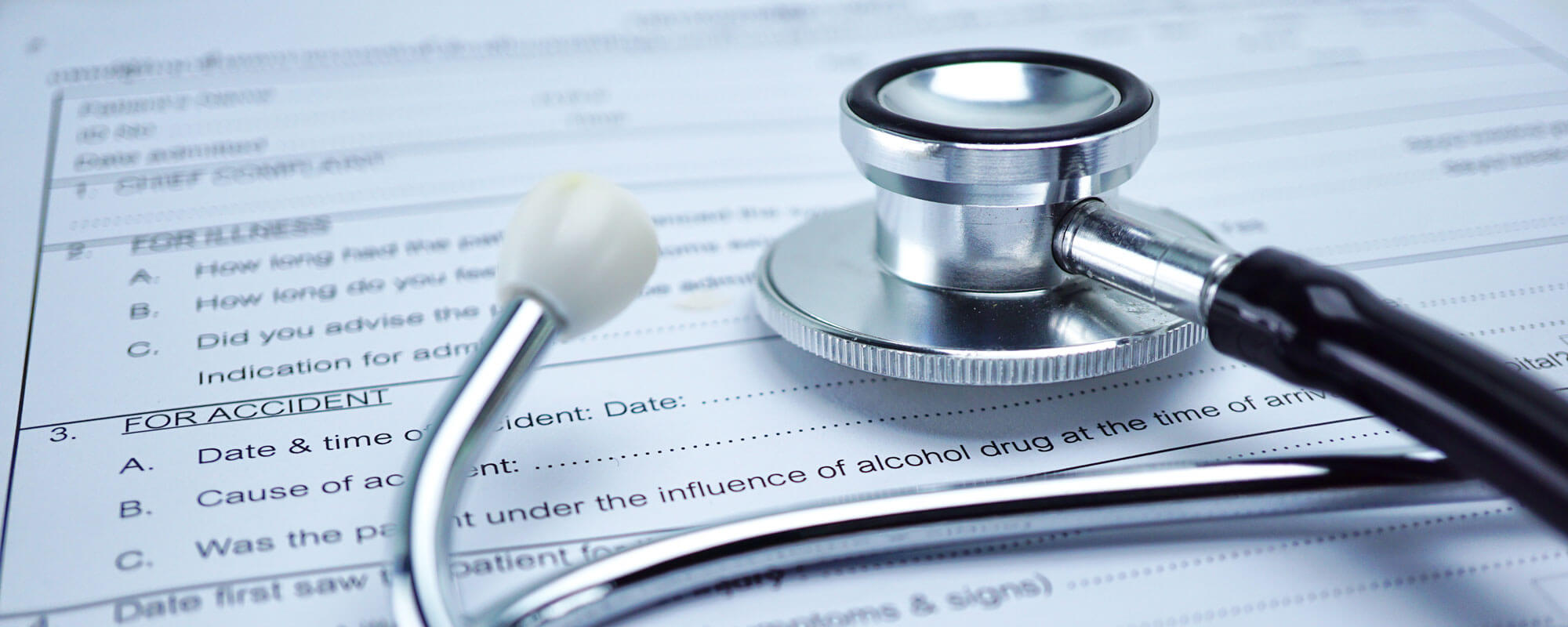 Health Insurance Accident Claim Form With Stethoscope, Medical C