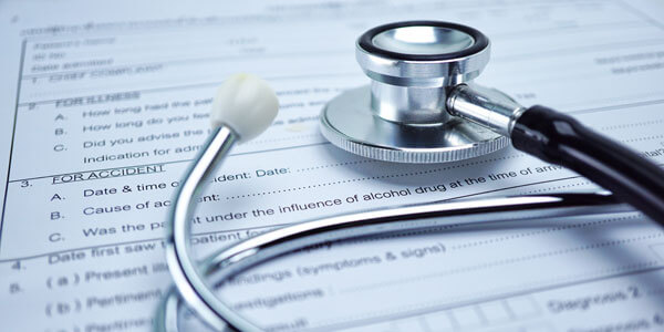 Health Insurance Accident Claim Form With Stethoscope, Medical C
